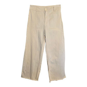 Oat Wide Led Womens High Rise Jeans Size 10/30 Raw Hem Beige Hippie Festival